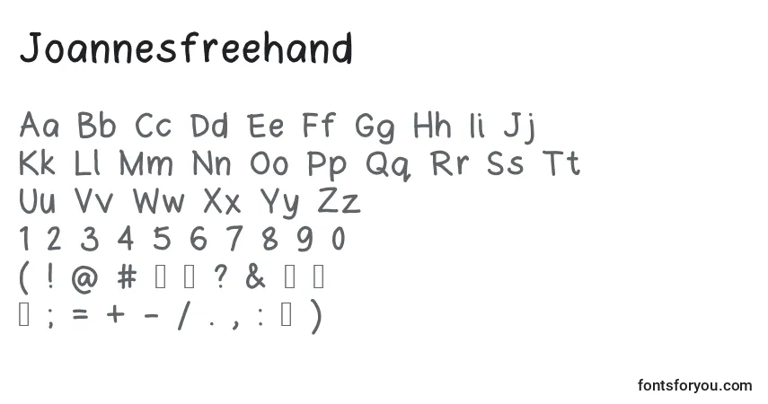 Шрифт Joannesfreehand – алфавит, цифры, специальные символы