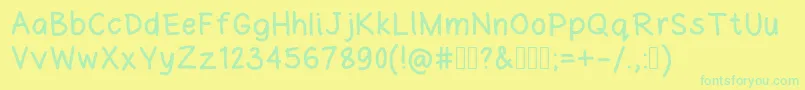 Joannesfreehand Font – Green Fonts on Yellow Background