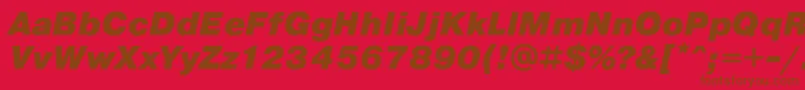 Fonte PragmaticaBlackOblique – fontes marrons em um fundo vermelho