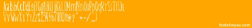 BelisaPlumilla-Schriftart – Weiße Schriften auf orangefarbenem Hintergrund