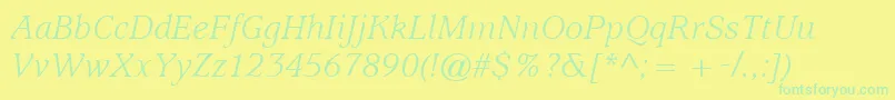 ItcUsherwoodLtBookItalic Font – Green Fonts on Yellow Background