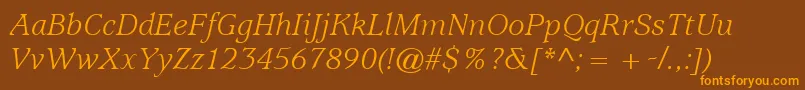 ItcUsherwoodLtBookItalic Font – Orange Fonts on Brown Background