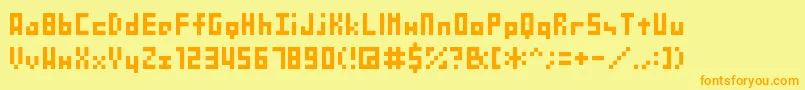 Shakagraphics04-Schriftart – Orangefarbene Schriften auf gelbem Hintergrund