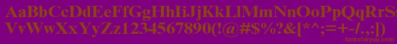 TimesNrCyrMt120b-fontti – ruskeat fontit violetilla taustalla