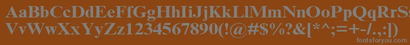 TimesNrCyrMt120b-fontti – harmaat kirjasimet ruskealla taustalla