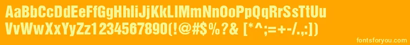 PartridgeinseratRomanSemibold-Schriftart – Gelbe Schriften auf orangefarbenem Hintergrund
