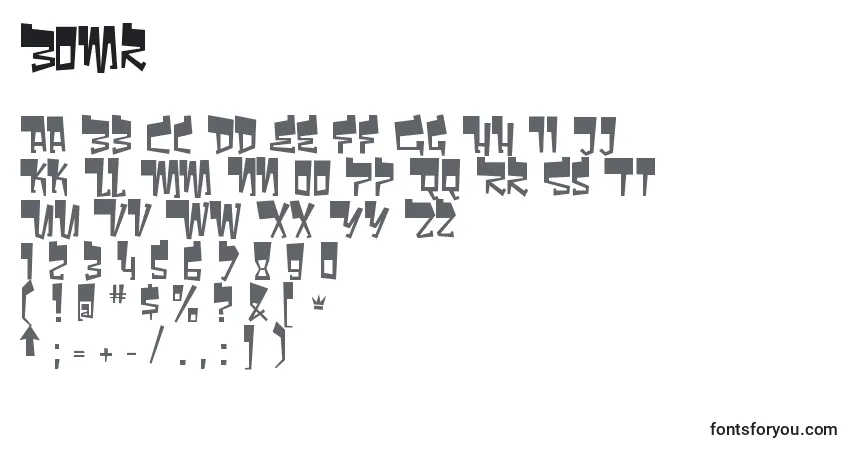 Schriftart Bomr – Alphabet, Zahlen, spezielle Symbole