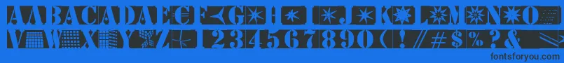 Fonte Stencilbricksmk – fontes pretas em um fundo azul