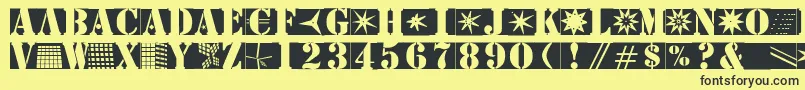 Stencilbricksmk-fontti – mustat fontit keltaisella taustalla
