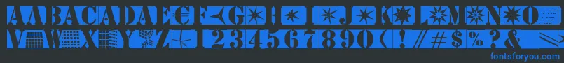 Stencilbricksmk-Schriftart – Blaue Schriften auf schwarzem Hintergrund