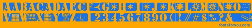 フォントStencilbricksmk – オレンジの背景に青い文字