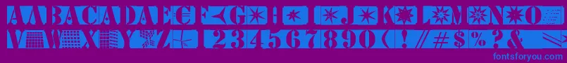Stencilbricksmk-Schriftart – Blaue Schriften auf violettem Hintergrund