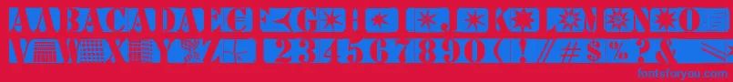 フォントStencilbricksmk – 赤い背景に青い文字