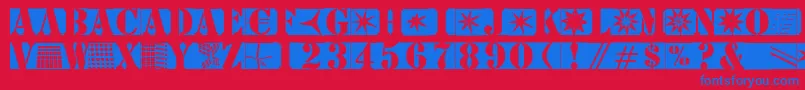 Stencilbricksmk Font – Blue Fonts on Red Background