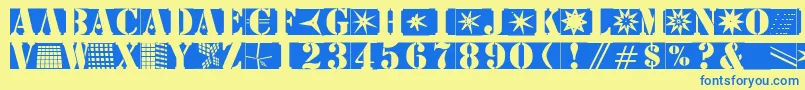 Czcionka Stencilbricksmk – niebieskie czcionki na żółtym tle