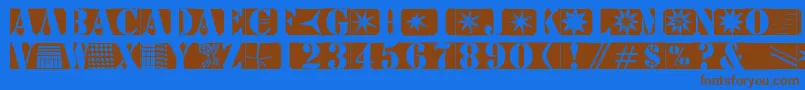 Czcionka Stencilbricksmk – brązowe czcionki na niebieskim tle