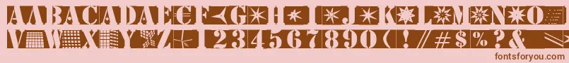 フォントStencilbricksmk – ピンクの背景に茶色のフォント