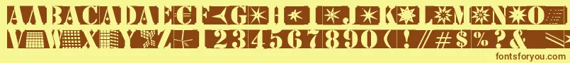 Stencilbricksmk-fontti – ruskeat fontit keltaisella taustalla