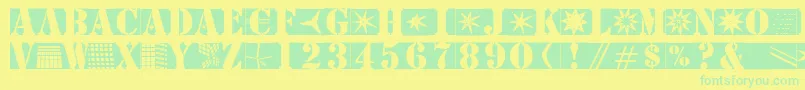 Stencilbricksmk-fontti – vihreät fontit keltaisella taustalla