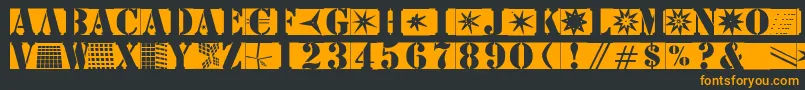 Stencilbricksmk-fontti – oranssit fontit mustalla taustalla