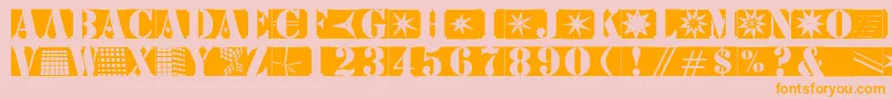 Stencilbricksmk-fontti – oranssit fontit vaaleanpunaisella taustalla