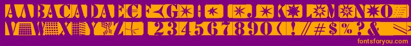 Stencilbricksmk-fontti – oranssit fontit violetilla taustalla
