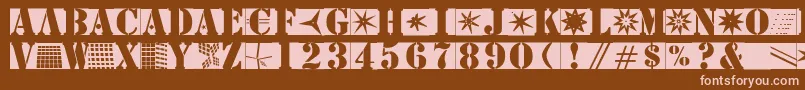 Stencilbricksmk-fontti – vaaleanpunaiset fontit ruskealla taustalla
