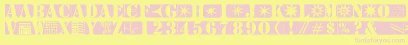 フォントStencilbricksmk – ピンクのフォント、黄色の背景