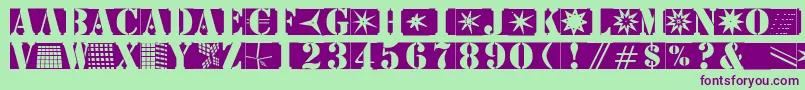 フォントStencilbricksmk – 緑の背景に紫のフォント