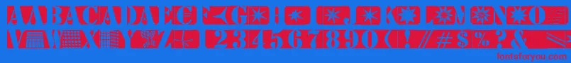 フォントStencilbricksmk – 赤い文字の青い背景