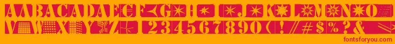フォントStencilbricksmk – オレンジの背景に赤い文字