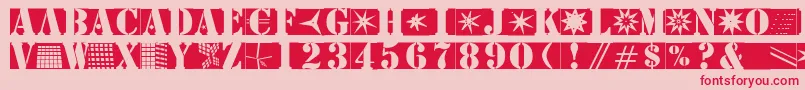 Stencilbricksmk-Schriftart – Rote Schriften auf rosa Hintergrund