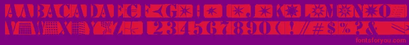 Stencilbricksmk-Schriftart – Rote Schriften auf violettem Hintergrund