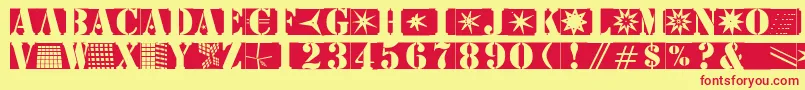 フォントStencilbricksmk – 赤い文字の黄色い背景
