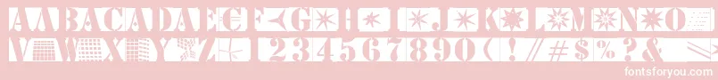 Stencilbricksmk-fontti – valkoiset fontit vaaleanpunaisella taustalla