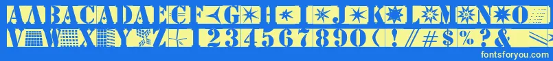 Шрифт Stencilbricksmk – жёлтые шрифты на синем фоне