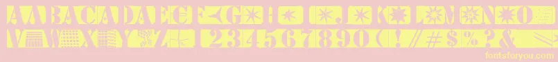 Stencilbricksmk-fontti – keltaiset fontit vaaleanpunaisella taustalla