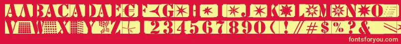 Шрифт Stencilbricksmk – жёлтые шрифты на красном фоне