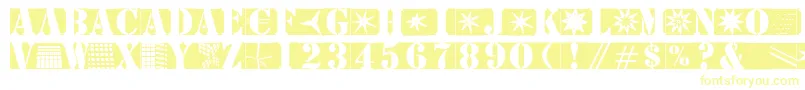 Stencilbricksmk-Schriftart – Gelbe Schriften auf weißem Hintergrund