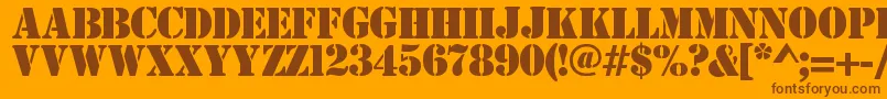 Estensil-Schriftart – Braune Schriften auf orangefarbenem Hintergrund