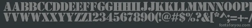 Estensil-Schriftart – Graue Schriften auf schwarzem Hintergrund