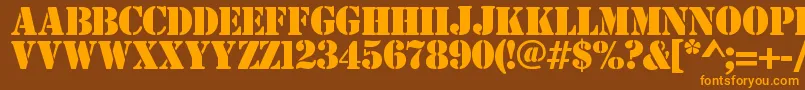 Estensil-Schriftart – Orangefarbene Schriften auf braunem Hintergrund