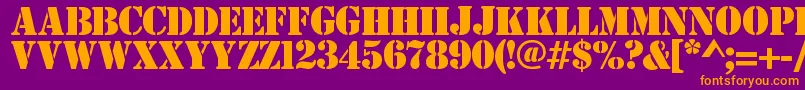 Estensil Font – Orange Fonts on Purple Background