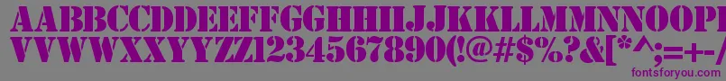 Estensil-fontti – violetit fontit harmaalla taustalla