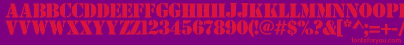 フォントEstensil – 紫の背景に赤い文字
