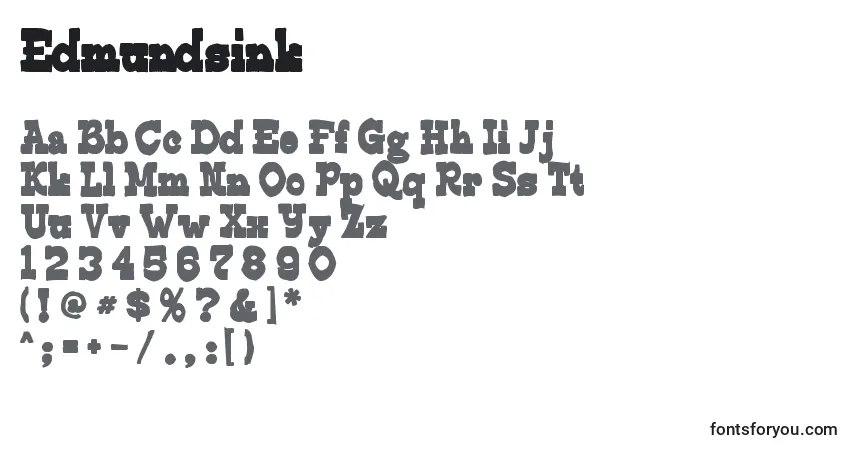 A fonte Edmundsink – alfabeto, números, caracteres especiais
