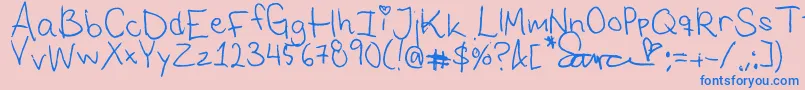 フォントSarasFont1 – ピンクの背景に青い文字