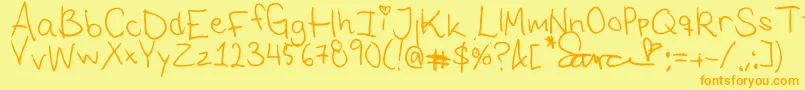 SarasFont1 Font – Orange Fonts on Yellow Background
