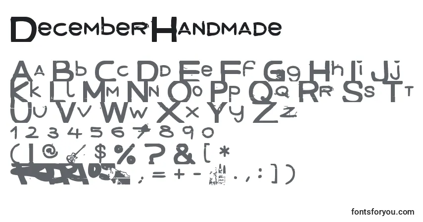 Czcionka DecemberHandmade – alfabet, cyfry, specjalne znaki