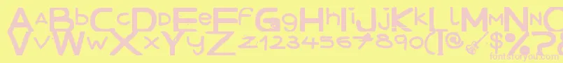 DecemberHandmade-fontti – vaaleanpunaiset fontit keltaisella taustalla